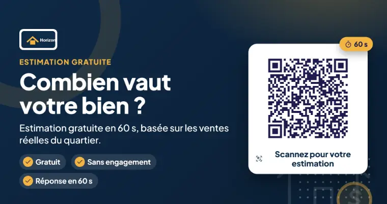 Window screen: “What’s your home worth?” with a QR