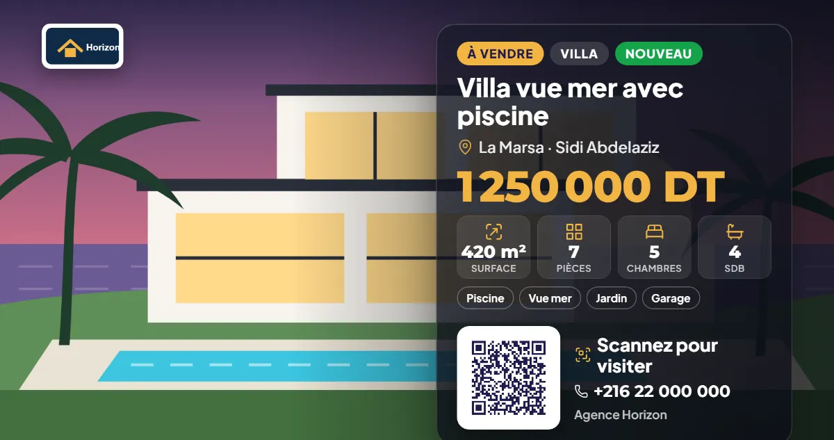 Capture: a villa for sale on a window TV with its QR