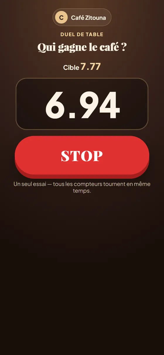 Table Duel: Stop the counter race
