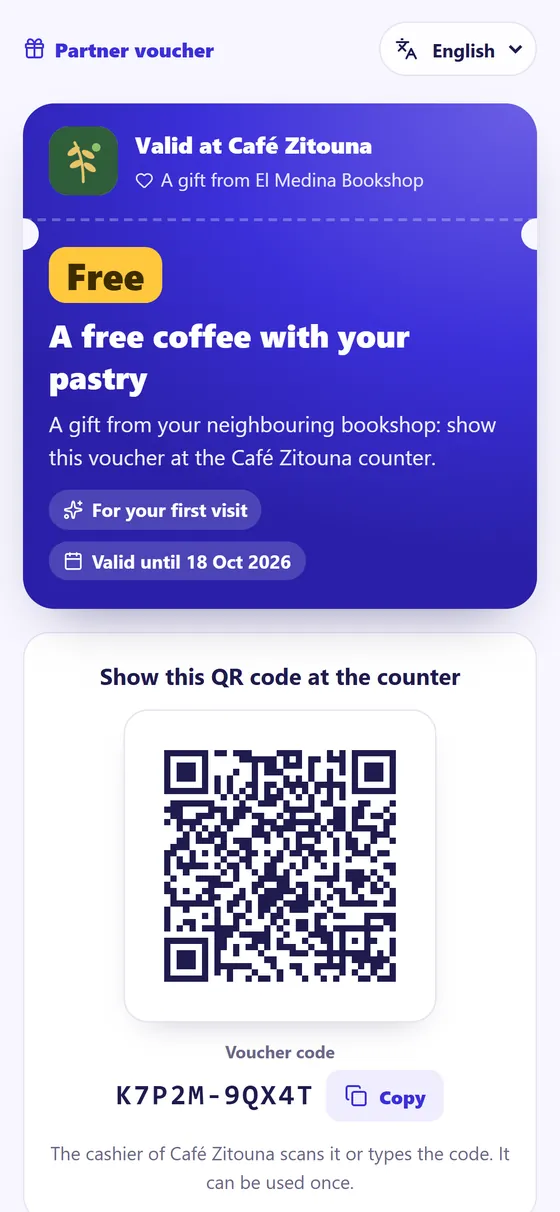 Voucher from a neighbour partner shop