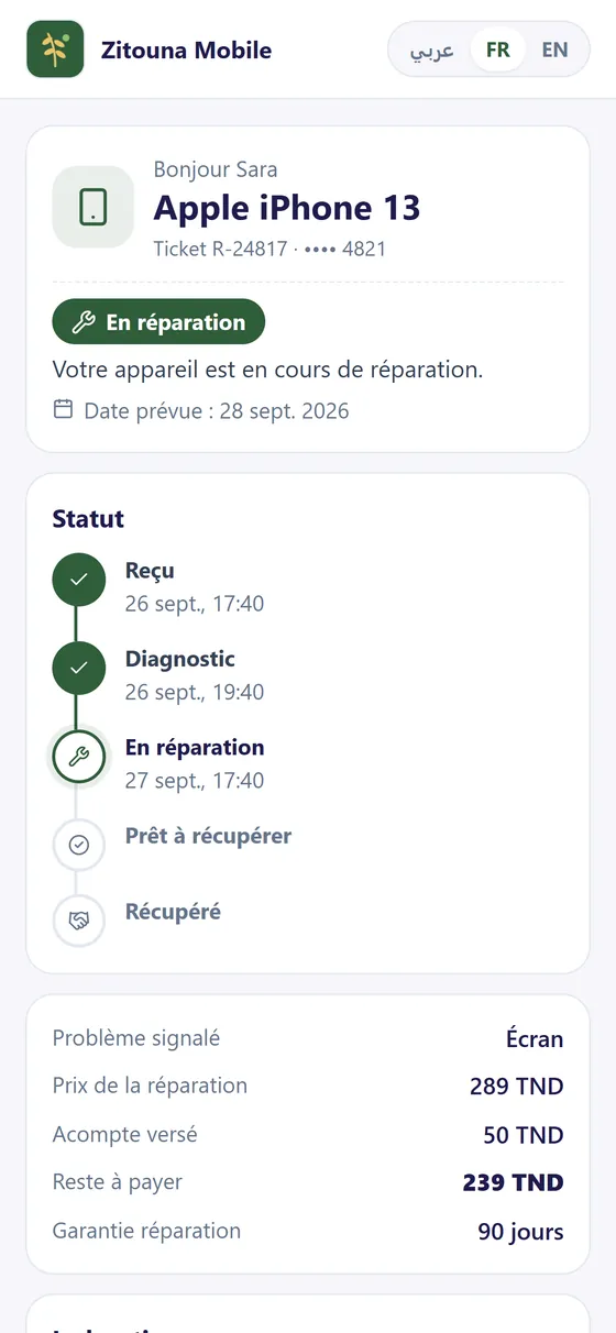 Suivi public d’une réparation