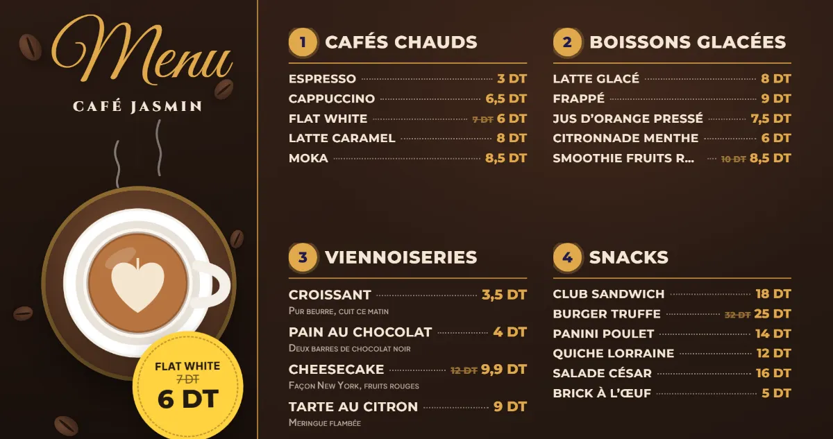 Capture: coffee shop menu board on a TV