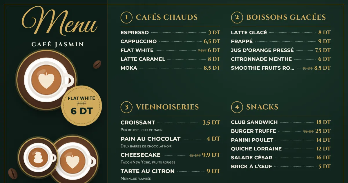 Capture: restaurant menu board on a TV