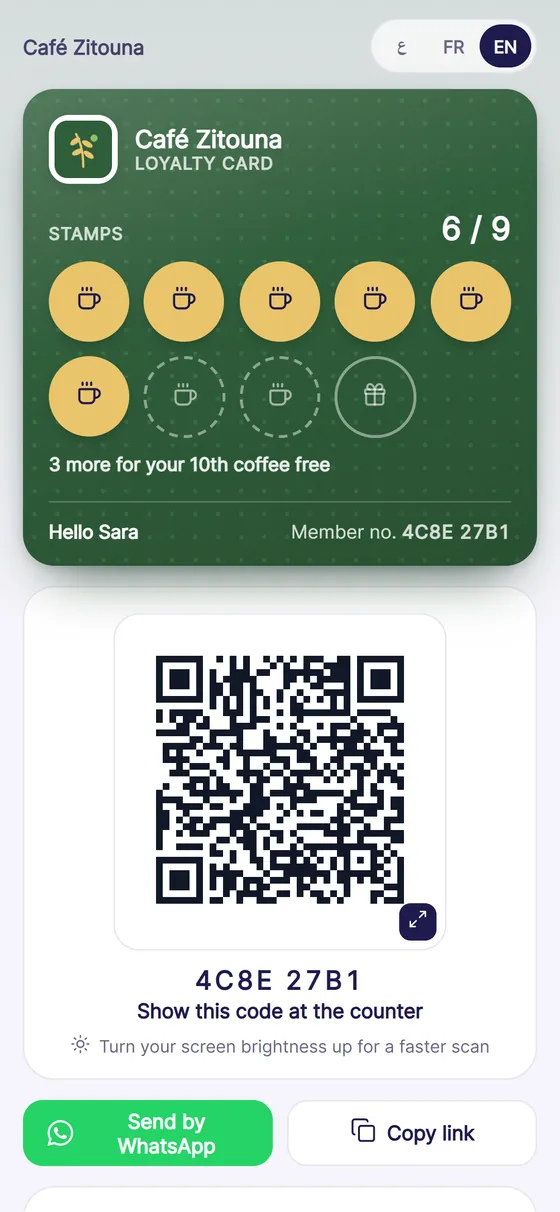 Digital stamp card on the phone